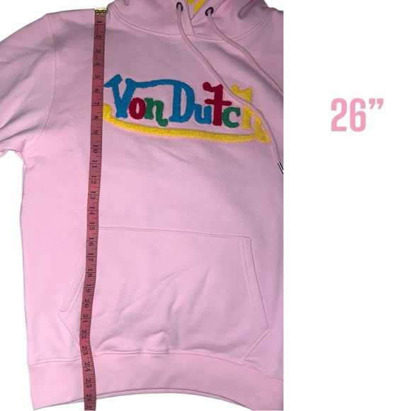 Von Dutch Unisex Pink Polka Dot Felt Embroidery Hoodie/Sweatshirt | NEW/NWOT!!🩷 - Picture 5 of 9